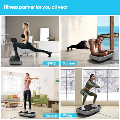 SoftGym Waver Vibration Plate Exercise Machine for Lymphatic Drainage Weight Loss,120 Speed Levels Vibrating Platform with Resistance Bands,Full-Body Workout Equipment for Muscle Activation - style: Slim- Gray