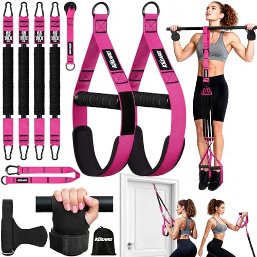 Upgraded Pull Up Assistance Bands for Women, Heavy Duty Resistance Bands with Handles, Exercise Band with Door Anchor, Workout Band Set for Pull Up Bar, Full Body Sculpting,Muscle Training, Home Gym - color: Purple