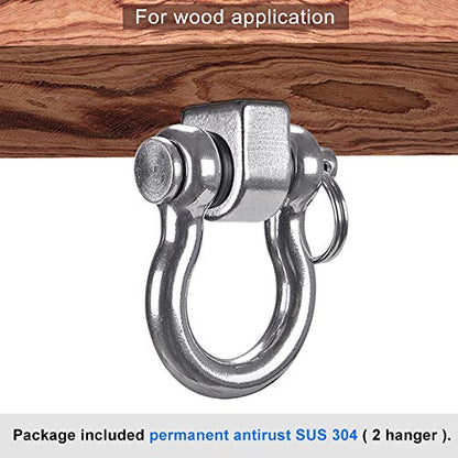 SELEWARE Set of 2 Permanent Antirust 304 Stainless Steel Screw Bracket Heavy Duty 180° Swing Hangers, 1800LB Capacity Playground Yoga Hammock Rope Tire Web Chair Sandbag Punching Bag Porch Swing Sets - color: U (5 inch, 2 Pack)