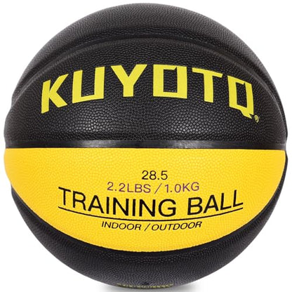 KUYOTQ 3LBS/3.3LBS/2.2LBS Weighted Heavy Training Basketball 29.5/28.5" in and Outdoor Improving Handling Dribbling Passing Rebounding Skill Composite Size 7/6 Weighted Training Basketball Equipment - color: Black,yellow Weighted Basketball 2.2LBS/1.0KG,