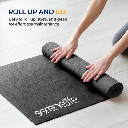 SereneLife Yoga Mat 30" x 60", 6mm Extra Thick Non-Slip Fitness Mat, Soft & Durable Exercise Mat for Gym, Cardio, Pilates, Stretching, Floor Workouts, Lightweight, Travel-Friendly, Men & Women