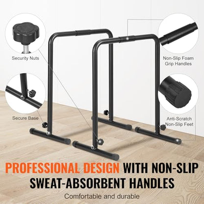 Happybuy Dip Bars, 440 lbs Capacity, Heavy-Duty Adjustable Height Dip Stand for Fitness Workouts, Stabilizer Parallette Push-Up Stand, Parallel Bars for Strength Training at Home Gym