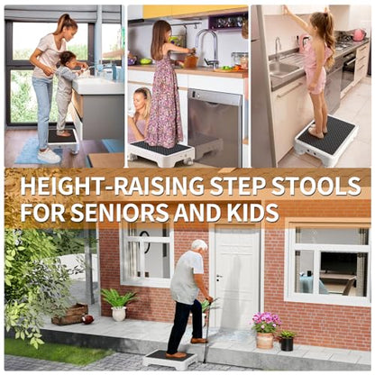 Ronlap Small Step Stools for Adults Car Step Stool for Elderly, White-Black - color: White-black