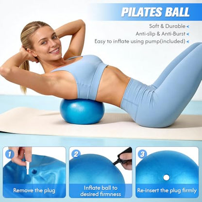Pilates Equipment, Pilates Kit for Women Home Workouts, at Home Pilates Set with Pilates Ring, Pilates Ball, Long and Loop Resistance Bands, Pilates Socks, Massage Ball, Guide & Bag
