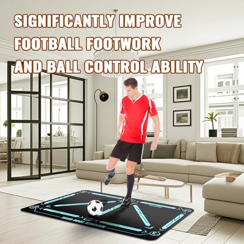 Soccer Training Equipment,Soccer Training Mat Improve Strength,Agility and Coordination,Anti-Slip Silent Absorption Soccer Footwork Training Mat,Soccer Trainer for Indoor/Outdoor Drills - style: Professional Set 47*31 IN - B