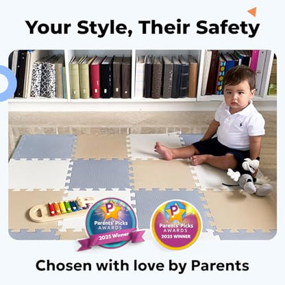 MioTetto Baby Play Mat, Soft Foam Floor Tiles for Kids. Adjustable Interlocking Foam Tiles, Fits with 50x50 Playpen Baby mat for Crawling & Development, Safe & Non-Toxic Playmat for Babies 6-12 Months