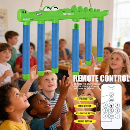 Reflex Drop Sticks Challenge Game Hand Eye Coordination Training Toy Hand Speed Reaction Challenge Game 3 Speeds Adjustable Rechargeable with Remote Control Music&Voice Prompt for Kids Adults
