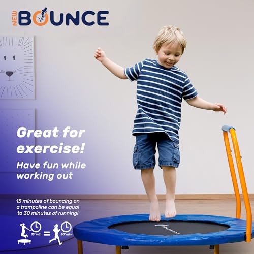 New-Bounce Mini Trampoline - Foldable Trampoline for Children and Adults - Fitness Rebounder Trampoline - Holds Up to 150-220 Lbs - style: 36" with Handlebar
