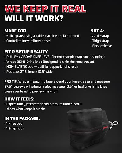THEFITGUY Squat Knee Attachment for Cable Machine, Resistance Band & Smart Gym | Supports Deep Split Squats | Promotes Knee Strength, Ankle Mobility & Joint Stability | Home & Commercial Gym Accessory