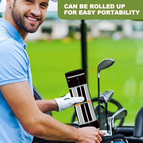 Golf Putting Mats Practice Indoor 30 x 8.27 Inch Golf Putting Practice Training Aid Alignment Track Green Mat Exercise Putter Training Supplies - color: Multicolor