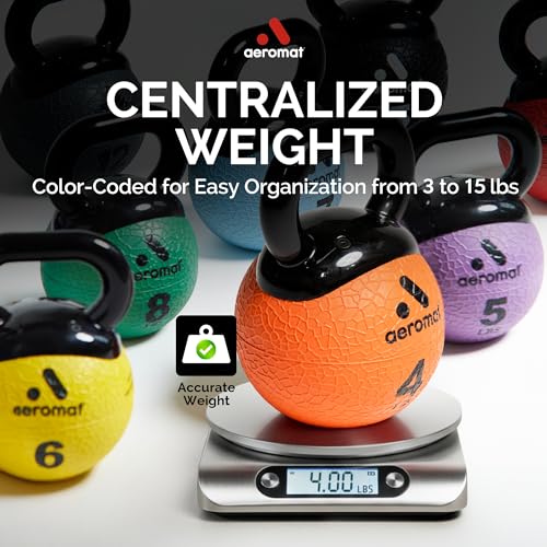 Aeromat Elite Mini Kettlebells – Weighted Exercise Medicine Ball with Anti-Slip Grip & Wide Handle, Strength Training Kettlebell for Squats, Workouts, & Home Gym Use - style: 3 LB - Red