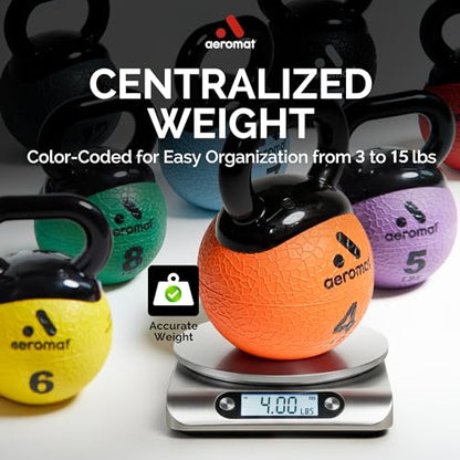 Aeromat Elite Mini Kettlebells – Weighted Exercise Medicine Ball with Anti-Slip Grip & Wide Handle, Strength Training Kettlebell for Squats, Workouts, & Home Gym Use - style: 3 LB - Red