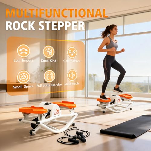 Rocking Stepper for Exercise at Home, Side-to-Side 3D Motion Stair Machine with Resistance Bands, Quiet Low-Impact Cardio Trainer, 380 lb Capacity
