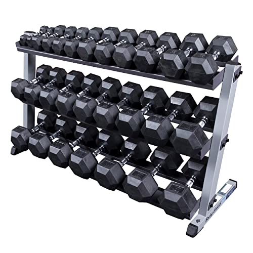 Body-Solid (GDR60B) 2-Tier Dumbbell Rack Stand Only, Heavy-Duty Dumbell Weight Storage Racks for Hand Weights, Home Gym Organizer Can Hold 5-50 lbs. Dumbbells