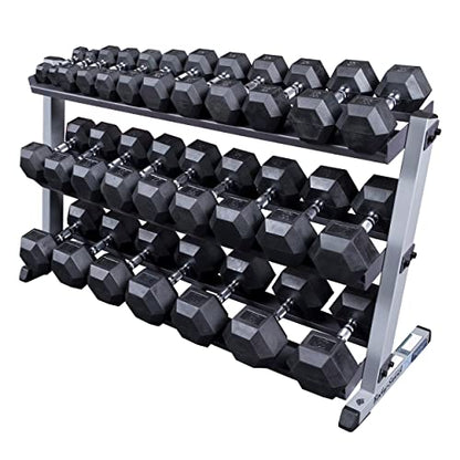 Body-Solid (GDR60B) 2-Tier Dumbbell Rack Stand Only, Heavy-Duty Dumbell Weight Storage Racks for Hand Weights, Home Gym Organizer Can Hold 5-50 lbs. Dumbbells