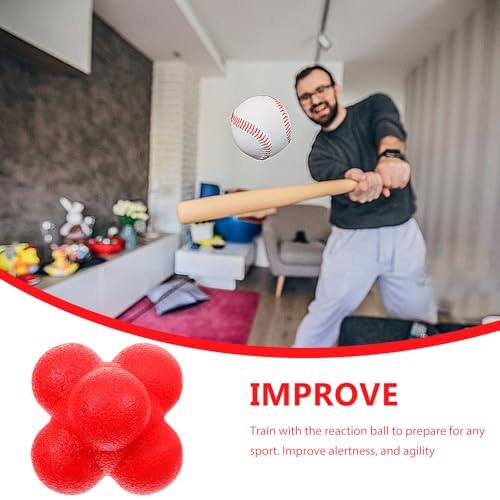 Alipis Hexagonal Reaction Ball for Agility and Hand Eye Coordination Training, 7cm Red High-Difficulty Fitness Ball for Baseball and Indoor Sports Reaction Exercises