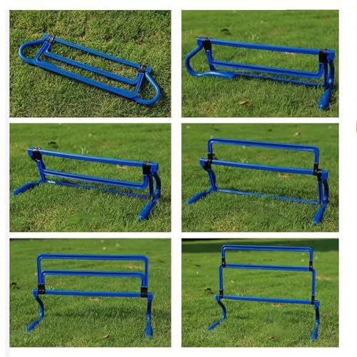 5 Pieces Agility Hurdles Field Training Speed Training Hurdles Fitness Workout Equipment Obstacle Rack Adjustable Height Foldable PVC Suitable for, Blue