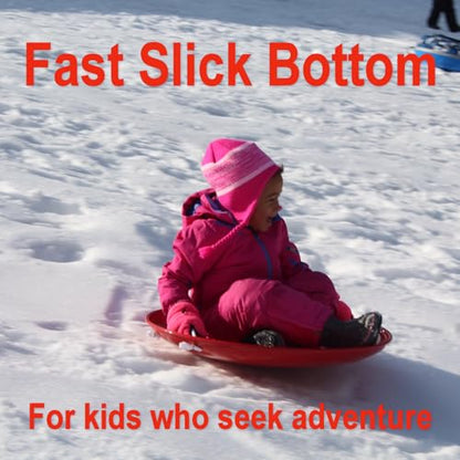 Flexible Flyer Steel Saucer Sled – Classic Red Round Metal Kids Snow Sled with Nylon Rope Handles, Heavy Duty Snow Disc for Children and Adults Ages 5 and Up