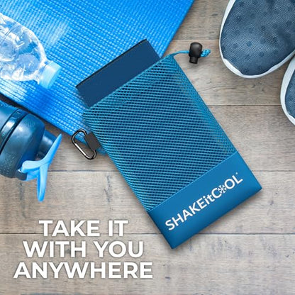 Extended Size Cooling Towel – Be Cool in Style - Heat Relief, Soft, Lightweight, Sun Protection, Easy Clean - Perfect for Biking, Hiking, Running, Yoga, Golf, Gardening - Blue M - color: Blue