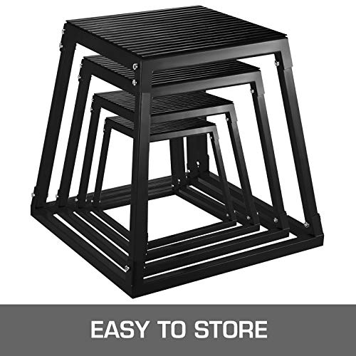 Happybuy Plyometric Platforms 4 PCS Set (6", 12", 18", 24"),Plyometric Jump Box Plyometric Training Jump Squat Box Fitness Box Set for Jump Exercise Fit Training Black