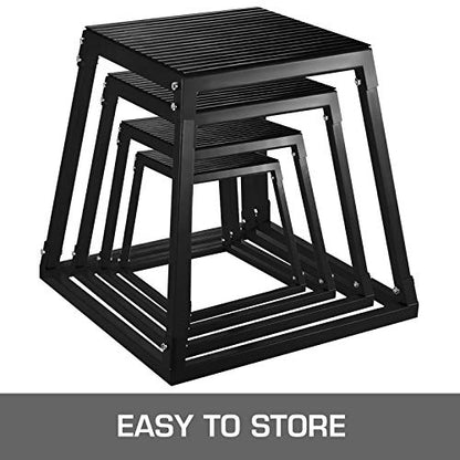 Happybuy Plyometric Platforms 4 PCS Set (6", 12", 18", 24"),Plyometric Jump Box Plyometric Training Jump Squat Box Fitness Box Set for Jump Exercise Fit Training Black