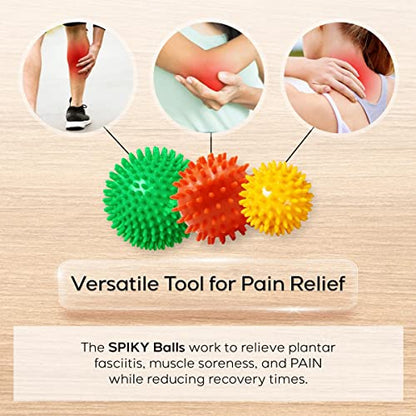 activelife - Spiky Massage Ball, Feet, Neck, and Back Massager, Full Body Deep Tissue Muscle Therapy, Plantar Fasciitis Foot and Muscle Roller, Soft, Yellow - style: Soft Yellow