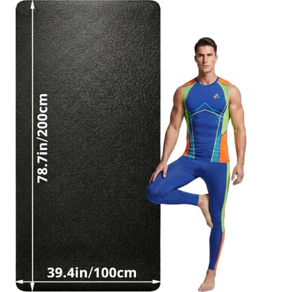 Extra Large Yoga Mat for Men, 79"x40"x8mm, Black | Thick, Oversized Non-Slip TPE Workout Mat for Home Gym, Lightweight (3.5 lbs) Anti-Tear Fitness Exercise Mat for Tall Users