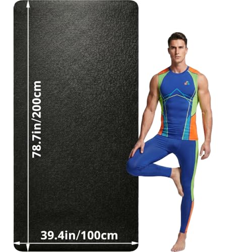 Extra Large Yoga Mat for Men, 79"x40"x8mm, Black | Thick, Oversized Non-Slip TPE Workout Mat for Home Gym, Lightweight (3.5 lbs) Anti-Tear Fitness Exercise Mat for Tall Users