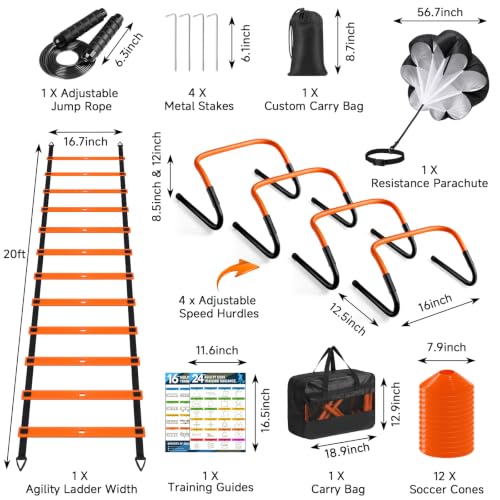 Agility Ladder, Soccer Football Training Equipment Agility & Speed Training - color: Orange