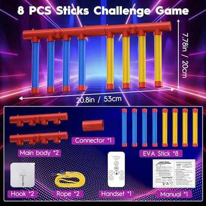 Upgraded Reflex Drop Stick Game Hand Eye Coordination & Reaction Training Toy with Remote, Solo/Dual Play, 3 Speeds,Fun Catch Falling Stick Game for Adult,Teen & Family（8 Sticks）