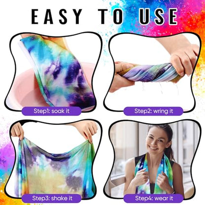 6 Pack Cooling Towels for Neck and Face 40 x 12 Inch Cooling Rag Ice Sweat Towels for Biking Hiking Running Yoga Golf Sport Gym Workout Gardening(Tie Dye Style)