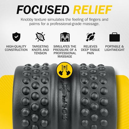 Rolflex SpineAline Back Roller – Muscle Rollers Deep Tissue Spine Alignment Tool – Ergonomic Spine, Neck and Back Massage Rollers – Durable & Portable Massage Roller – Supports Up to 300 lbs – Black
