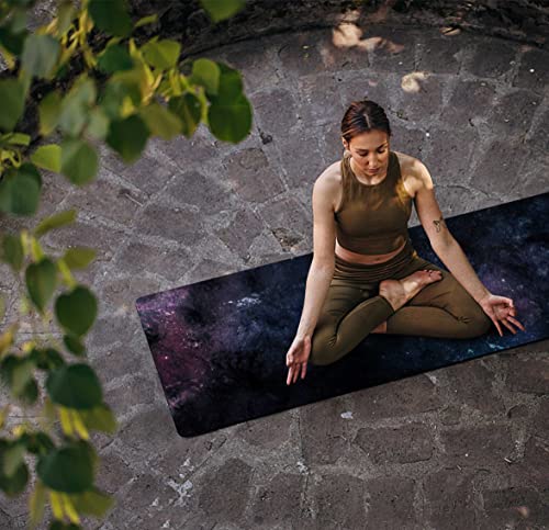 nuveti Printed Travel Yoga Mat-1/16 Inch Thick Non Slip Fitness Workout Mat with Carrying Bag, Foldable Lightweight Suede & Natural Rubber Yoga Mat for Yoga Pilates and Fitness 72" L x 24" W x 1.5mm - color: YinXing