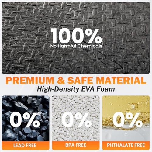 18 Tiles EVA Interlocking Foam Gym Floor Mats Set, 12"x12"x0.4" Protective Puzzle Flooring for Home Gym Workout Exercise Garage Playroom (18Pcs)