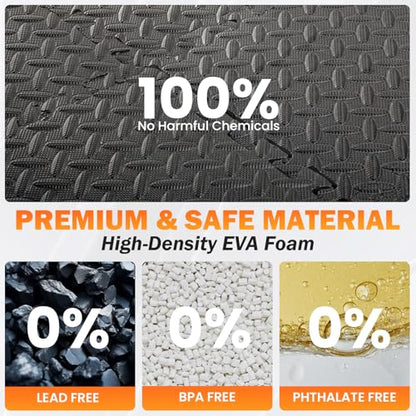 18 Tiles EVA Interlocking Foam Gym Floor Mats Set, 12"x12"x0.4" Protective Puzzle Flooring for Home Gym Workout Exercise Garage Playroom (18Pcs)