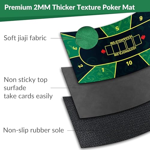 nuveti 70 x 35 Inch Texas Hold'em Poker Mat Portable Rubber Poker Table Top Water Waterproof, Noise Reduction Poker Table Top for Any Tabletop Game - color: 70 X 35 Inch -Lvhuawen6