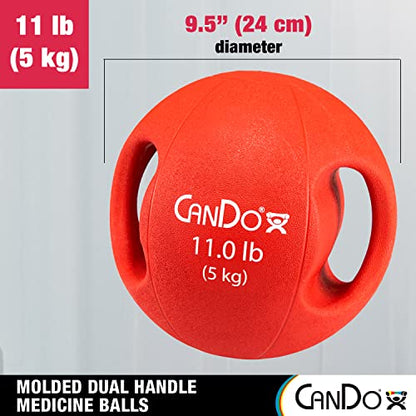 CanDo Molded Dual-Handle Medicine Ball for Strength Training, Core Workouts, Warmups, Cardio, and Plyometrics with Handles for Home and Clinic Use - style: c) 11 lb