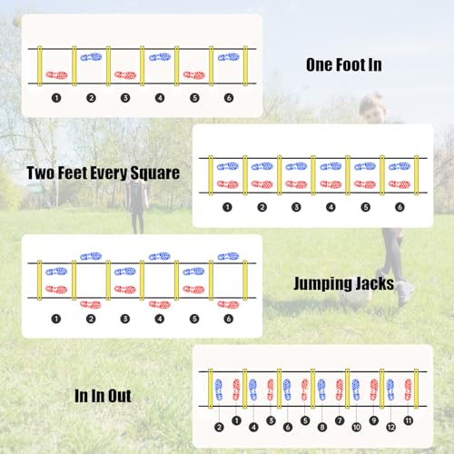 Agility Ladder,Speed Training Equipment Set,20ft Rungs Speed Ladder,Soccer Cones,Jump Rope, Running Resistance Umbrella,Basketball Equipment Football Fitness Training Equipment for Kids Youth Adults