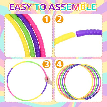 Syhood 12 Pcs Hoops for Kids Plastic, Green, Rose, Yellow, Purple - color: Green, Rose, Yellow, Purple