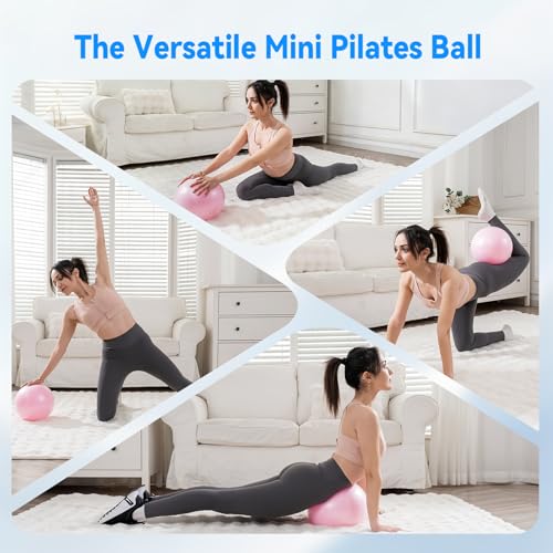 9 Inch Pilates Ball - Small Exercise Ball for Yoga, Barre & Physical Therapy - Anti-Burst Non-Slip Mini Core Ball for Stability, Back Pain Relief & Posture Correction