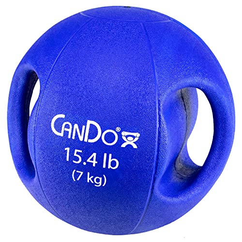 CanDo Molded Dual-Handle Medicine Ball for Strength Training, Core Workouts, Warmups, Cardio, and Plyometrics with Handles for Home and Clinic Use - style: e) 15.4 lb