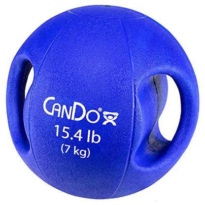 CanDo Molded Dual-Handle Medicine Ball for Strength Training, Core Workouts, Warmups, Cardio, and Plyometrics with Handles for Home and Clinic Use - style: e) 15.4 lb
