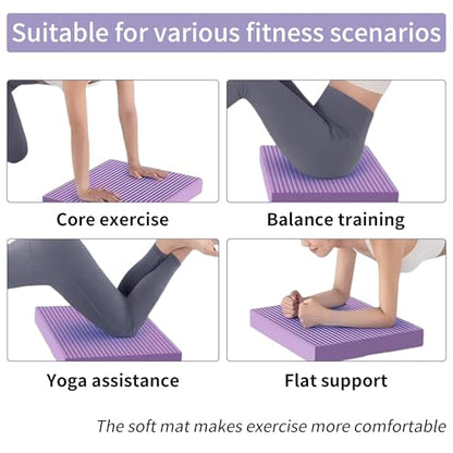Balance Pad, High-Density TPE Foam Balance Pad Non-Slip Water-Resistant Lightweight Portable for Yoga, Stability Training, Balance Exercises, Hip Thrusts, Home & Gym Fitness - color: PURPLE