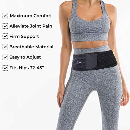 Sacroiliac SI Joint Support Belt for Women and Men - Reduce Sciatic, Pelvic, Lower Back and Leg Pain - Stabilize SI Joint (Regular (Hip Size 30-45"))