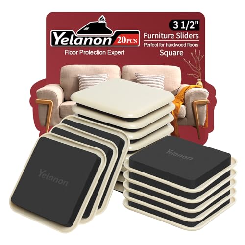 Furniture Sliders, 20 pcs-3 1/2” Square Beige Furniture Sliders for Carpet, Furniture Pads for Hardwoods Floors，Furniture Movers Sliders, Reusable Moving Pads, Floor Protectors for Carpet - size: 20pcs 3.5"beige