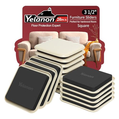 Furniture Sliders, 20 pcs-3 1/2” Square Beige Furniture Sliders for Carpet, Furniture Pads for Hardwoods Floors，Furniture Movers Sliders, Reusable Moving Pads, Floor Protectors for Carpet - size: 20pcs 3.5"beige