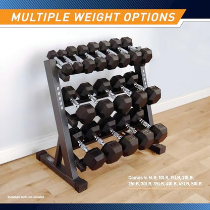 Marcy Classic Rubber Hex Dumbbell with Knurled Grip for Strength Training and Bodybuilding, 5lb - 50lb Single Dumbbell for Exercise & Fitness, Sold Individually - style: 25lb, Single