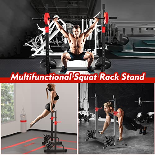 Adjustable Squat Rack, Barbell Rack, Bench Press 550 LBS Max Load Multi-Function Home Gym Weight Lifting Dumbbell Racks Stands - Great for Beginners and Professional Use