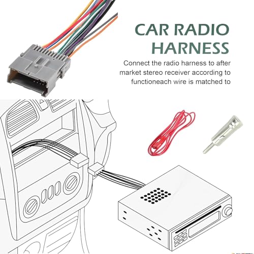 3 PCS Car Radio Wiring Harness, Vehicle Audio CD Player Modified Tail Cable with Adapter, Perfectly Fits Car Audio Connector System, Compatible with Chrysler, Hummer, Buick, Suzuki (Gray)