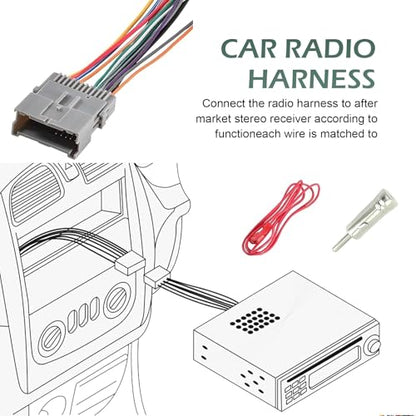 3 PCS Car Radio Wiring Harness, Vehicle Audio CD Player Modified Tail Cable with Adapter, Perfectly Fits Car Audio Connector System, Compatible with Chrysler, Hummer, Buick, Suzuki (Gray)